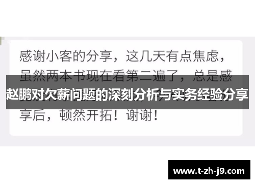 赵鹏对欠薪问题的深刻分析与实务经验分享
